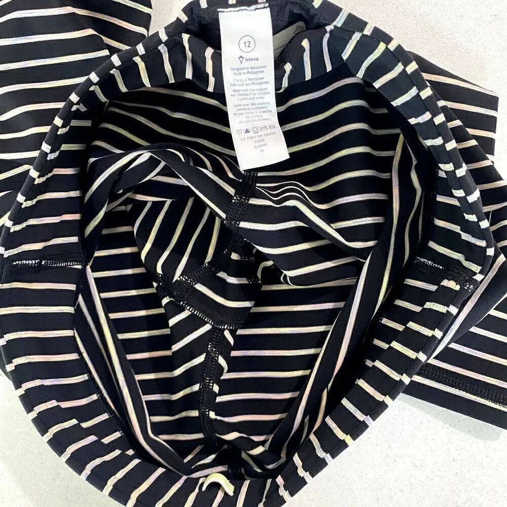 Ivivva by Lululemon Girls Rhythmic Crop Leggings Stripe 12